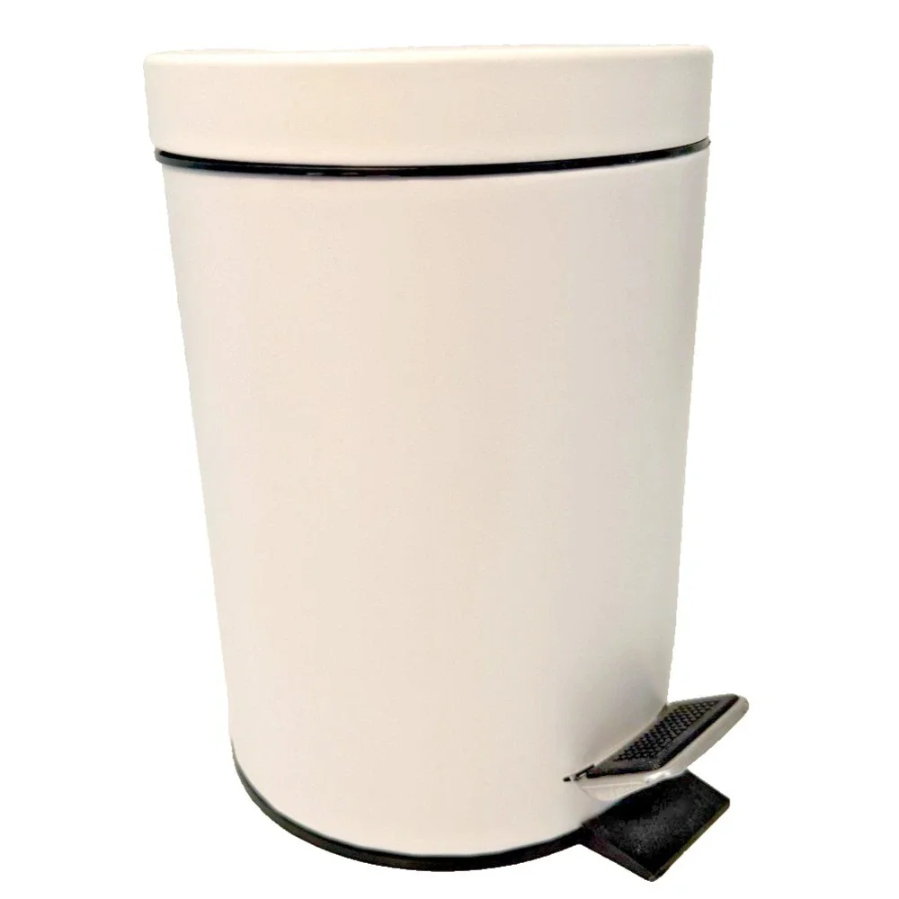 Small Metal White 2 Liter Step Trash Can with Removable Liner 9.5